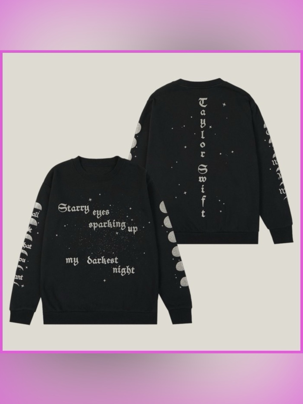 Taylor Swift SPARKING UP MY DARKEST NIGHT CREWNECK Black Size XS